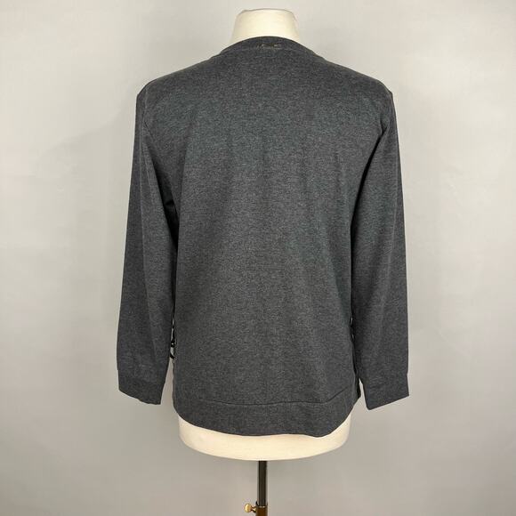 BLACK RIVET | Dark Gray Lace Up Sides Cotton Blend Sweatshirt | Women's Small - Picture 4 of 10